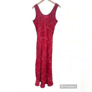 Red maxi dress tank style sleeveless lined sz 14 lined